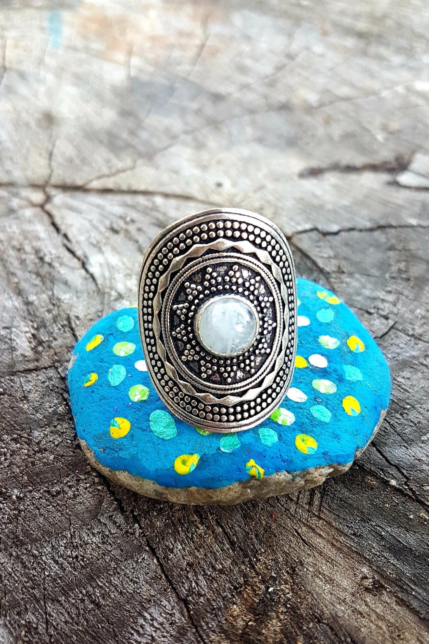 BAGUE MANDALA ARGENTEE
