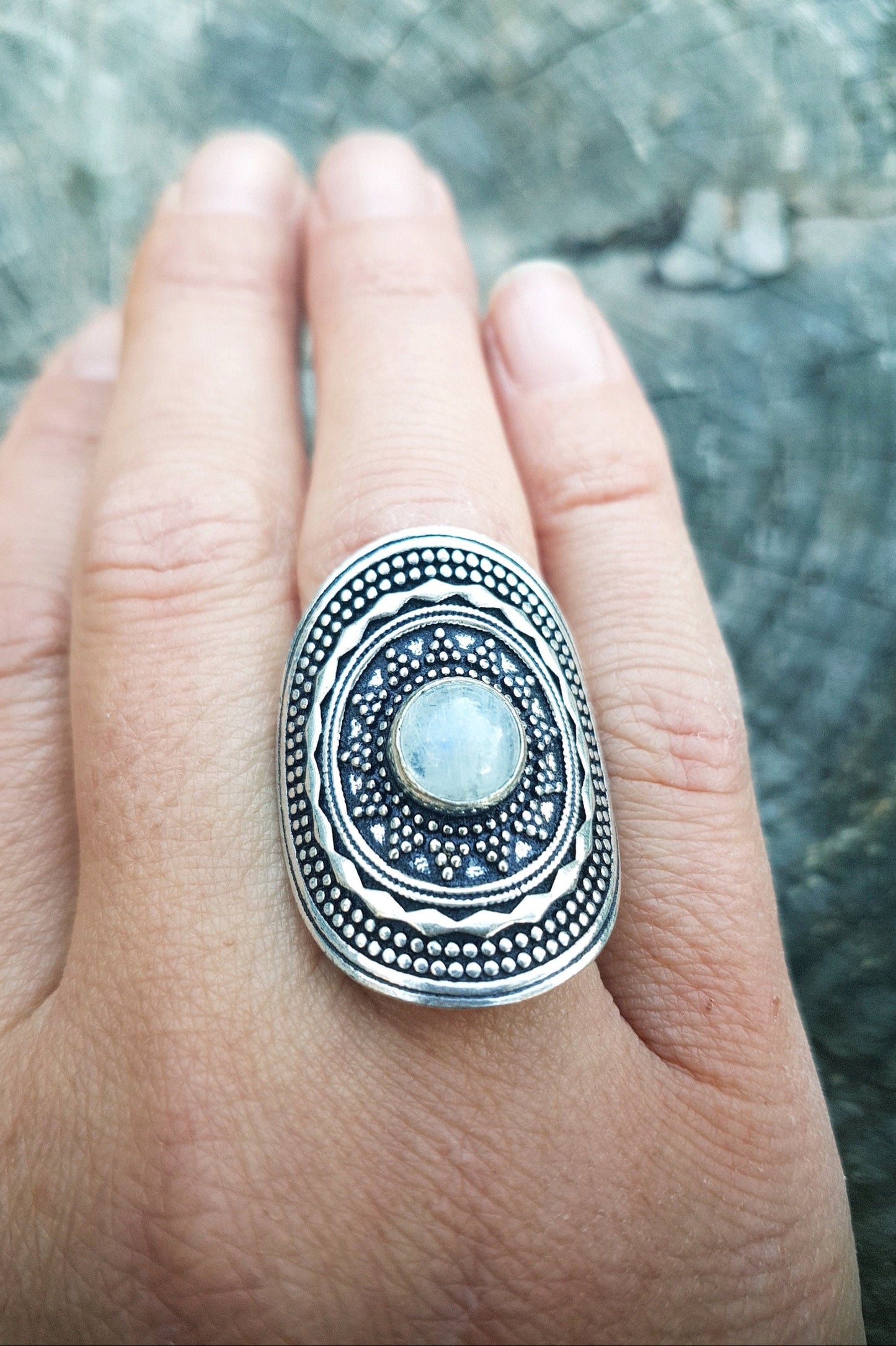 BAGUE MANDALA ARGENTEE