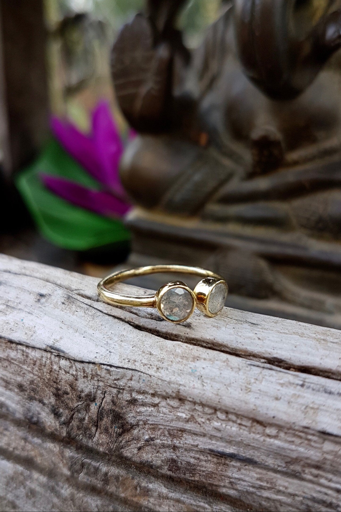 bague laiton labradorite