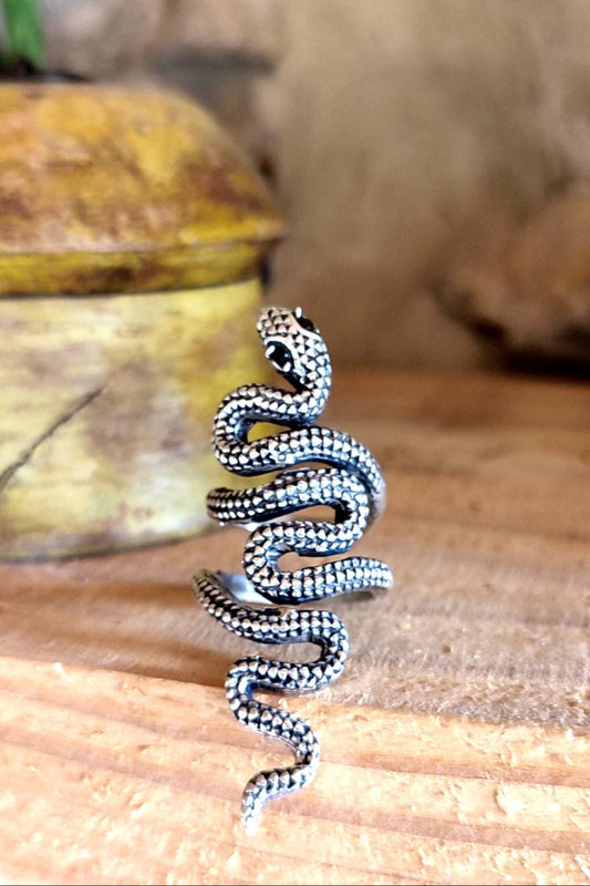 bague serpent argentee