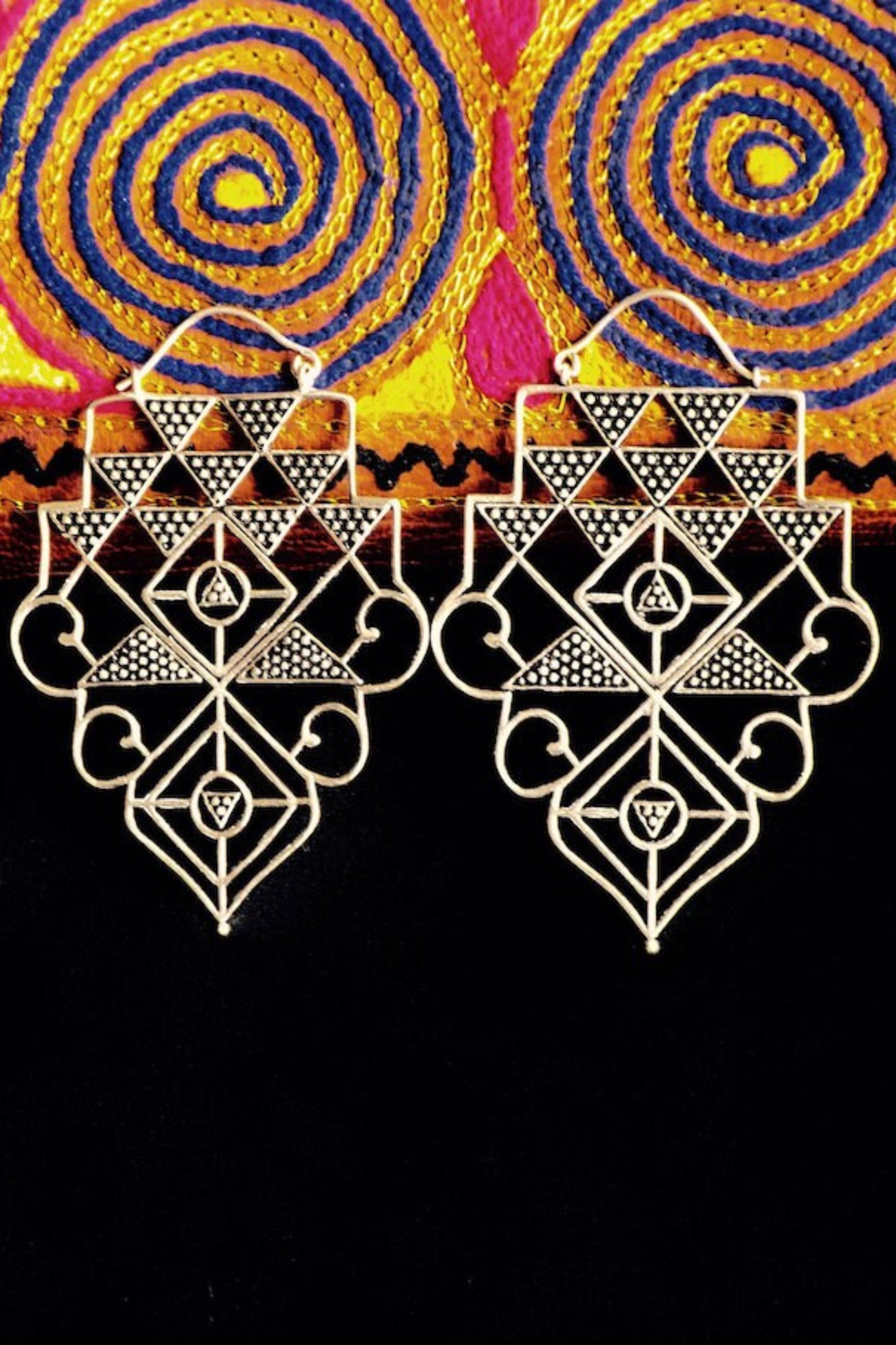 Boucles d'oreilles géométrie sacrée/boucles d'oreilles laiton plaqué argent/bohème