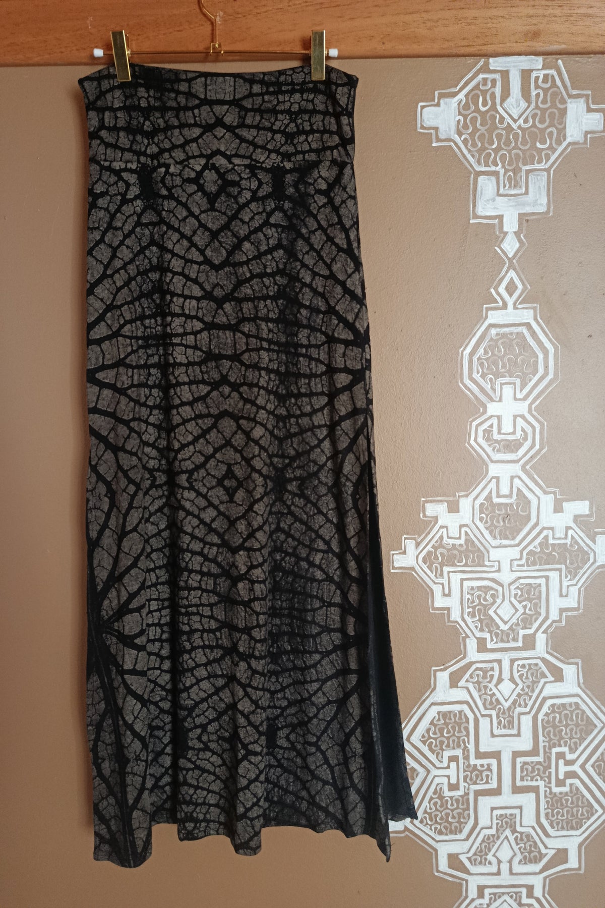 JUPE LONGUE VISCOSE GRISE LEAF