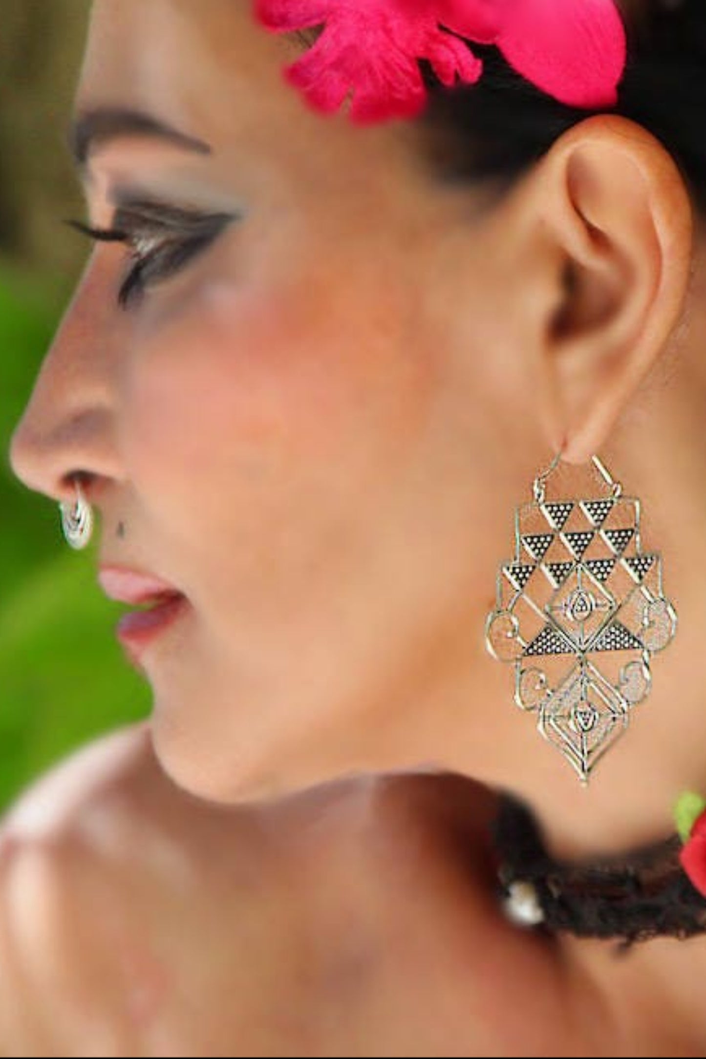 Boucles d'oreilles géométrie sacrée/boucles d'oreilles laiton plaqué argent/bohème